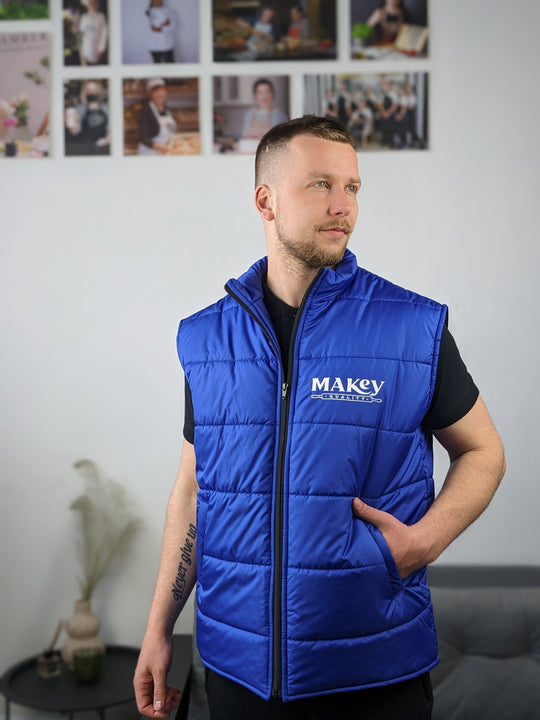 Rimo Puffer Vest with Logo – Blue