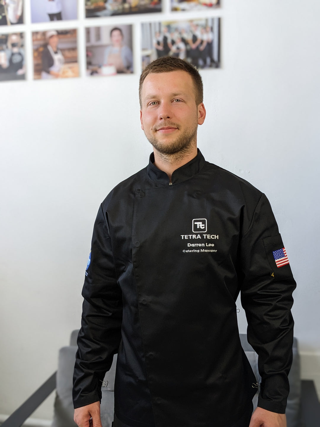 Rio Chef Coat 235 with Logo – Black/White