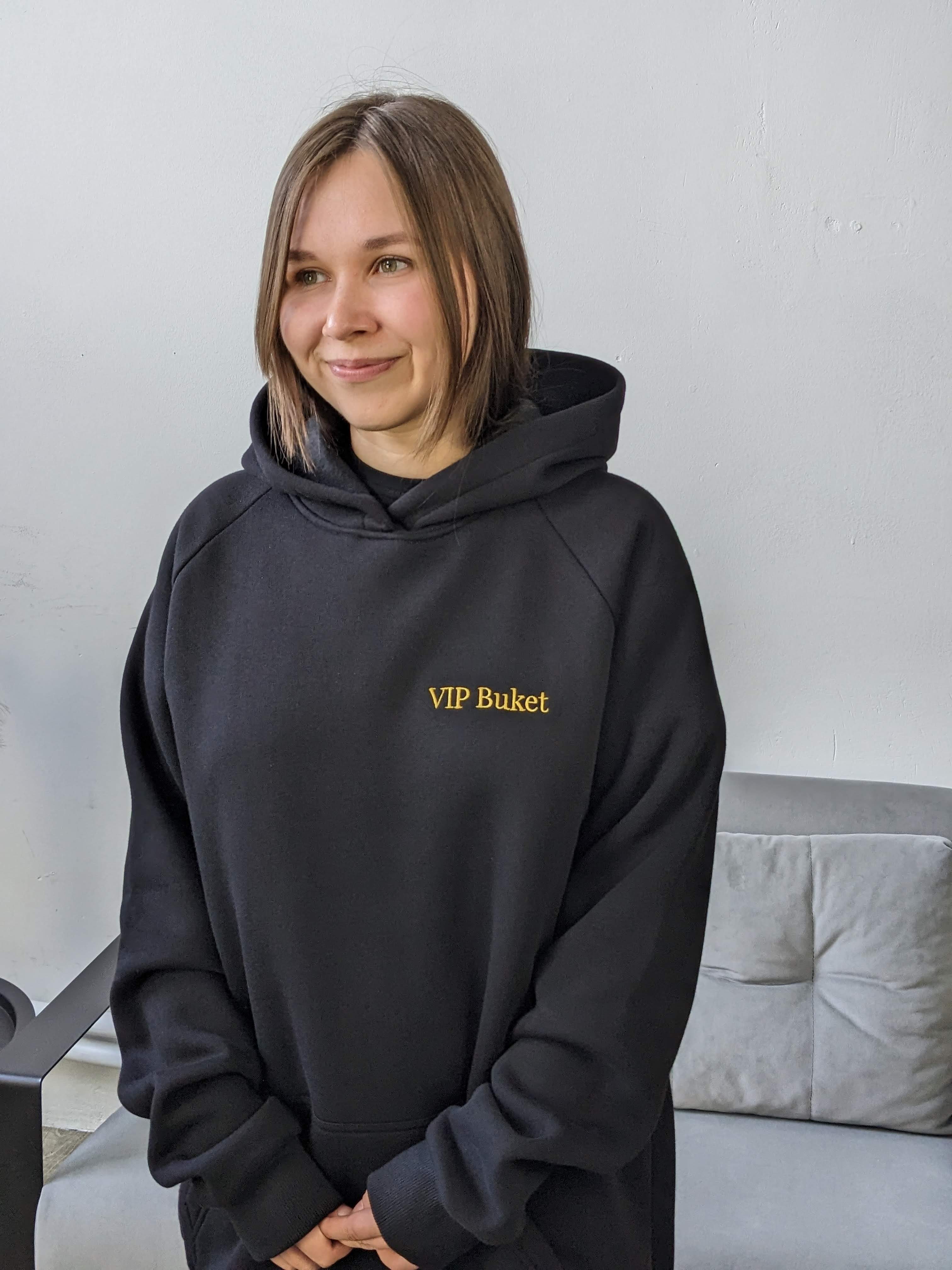 Warm Insulated Hoodie with Logo – Black/White - VSETEX