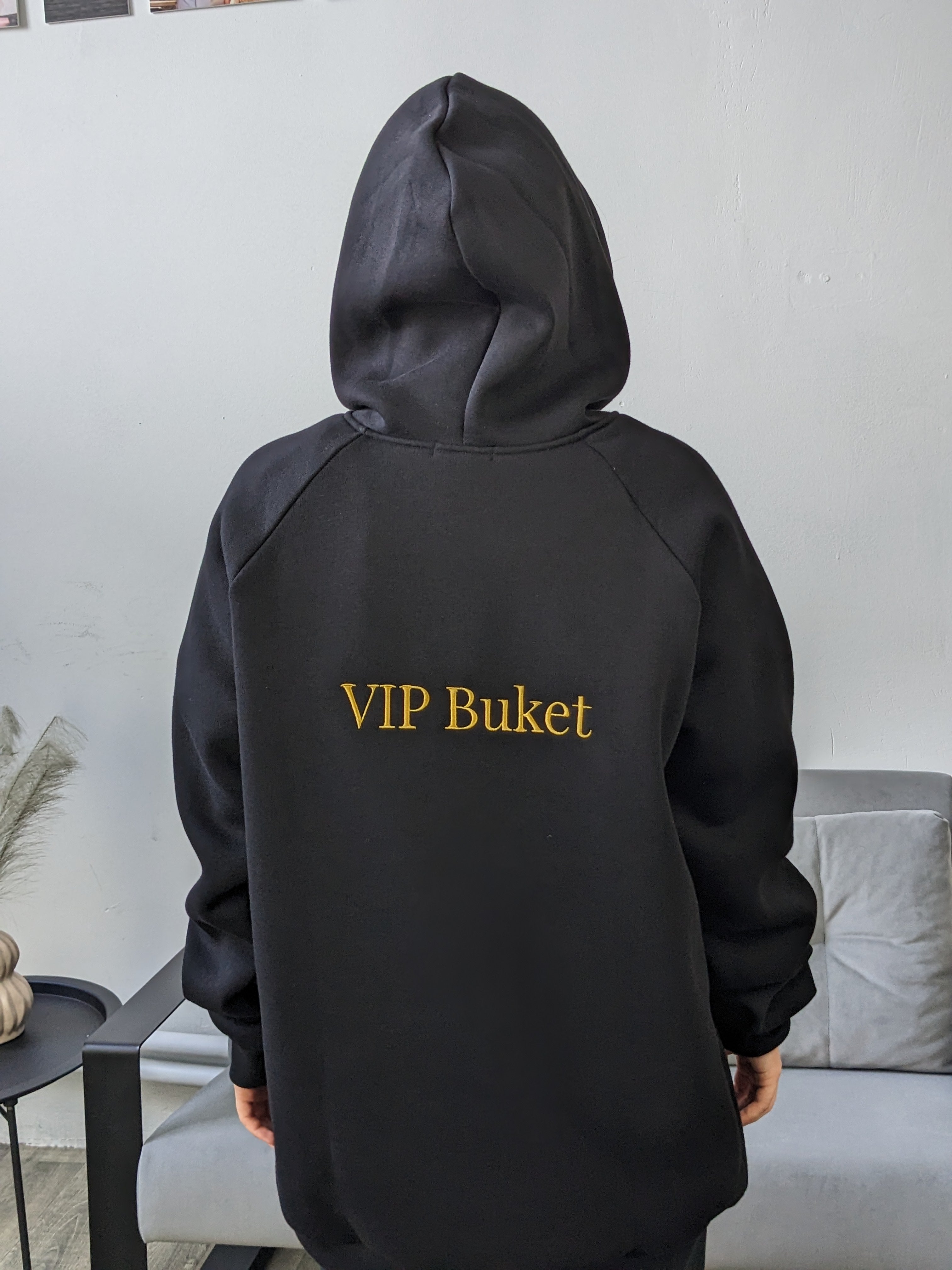 Warm Insulated Hoodie with Logo – Black/White - VSETEX