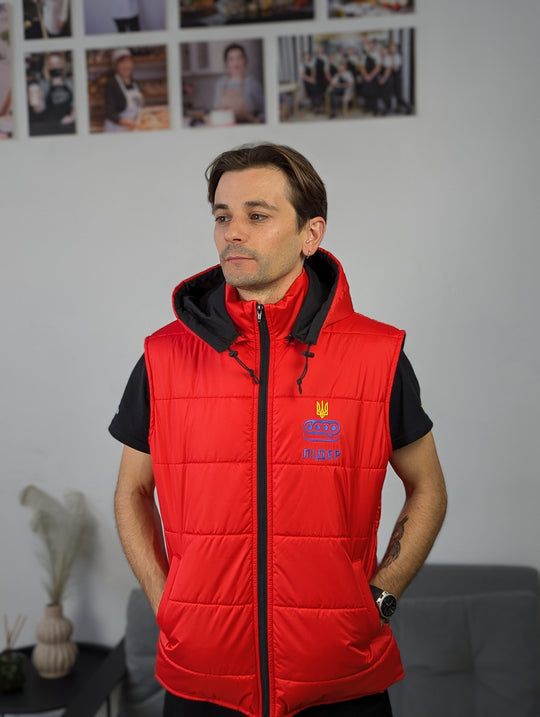 Rimo Puffer Vest with Logo – Red