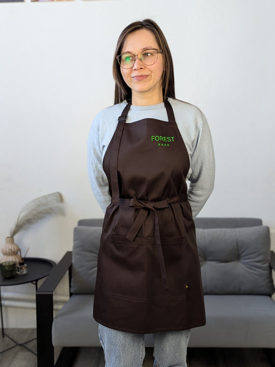 Apron Latte with branding 10" | Embroidery Brown