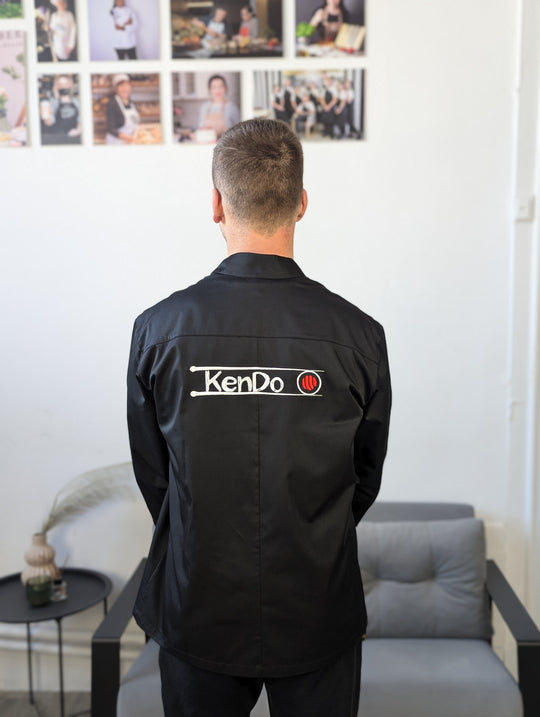 Hobart Chef Coat 160 with Logo – Black/White