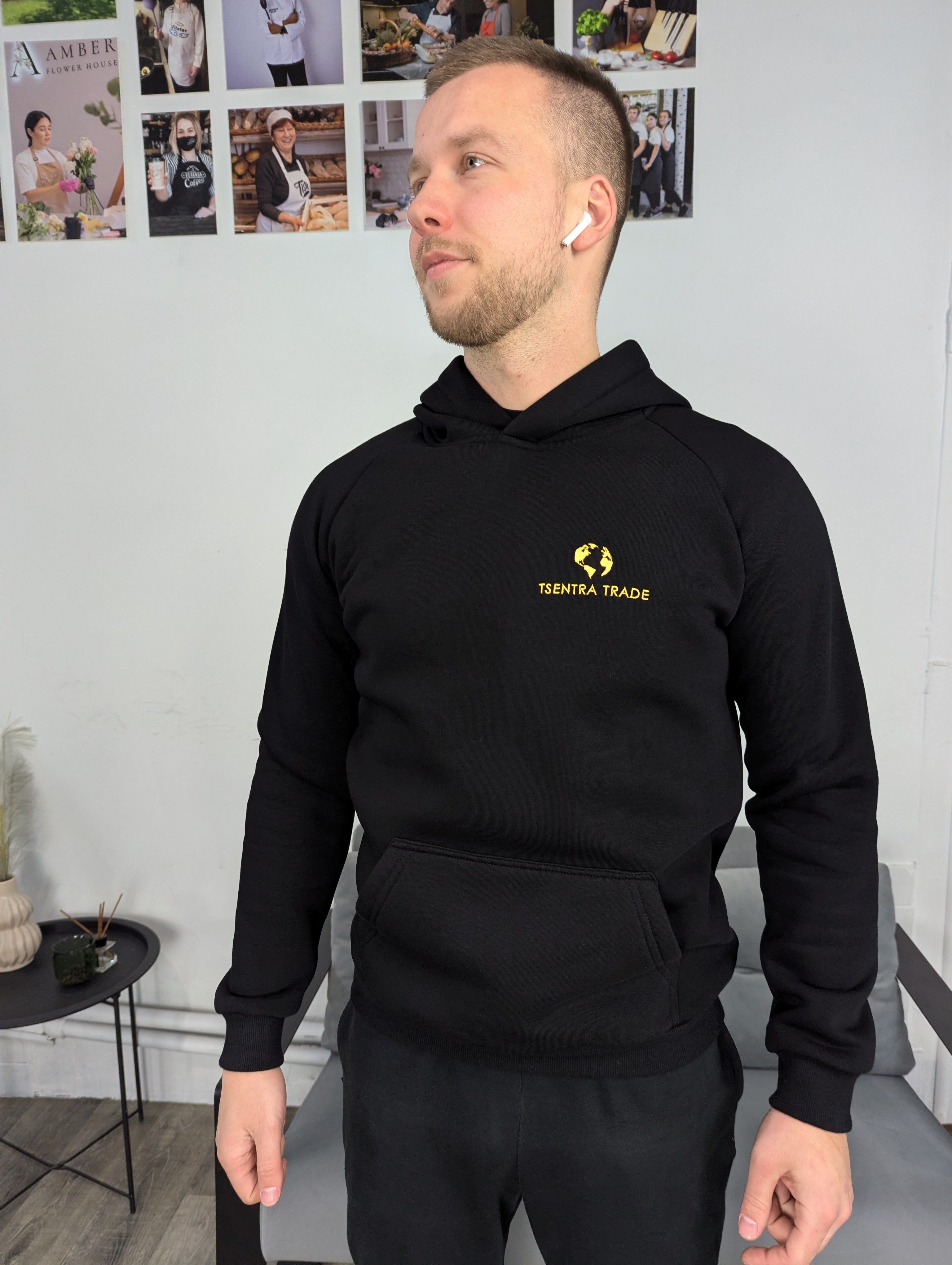 Warm Insulated Hoodie with Logo – Black/White - VSETEX