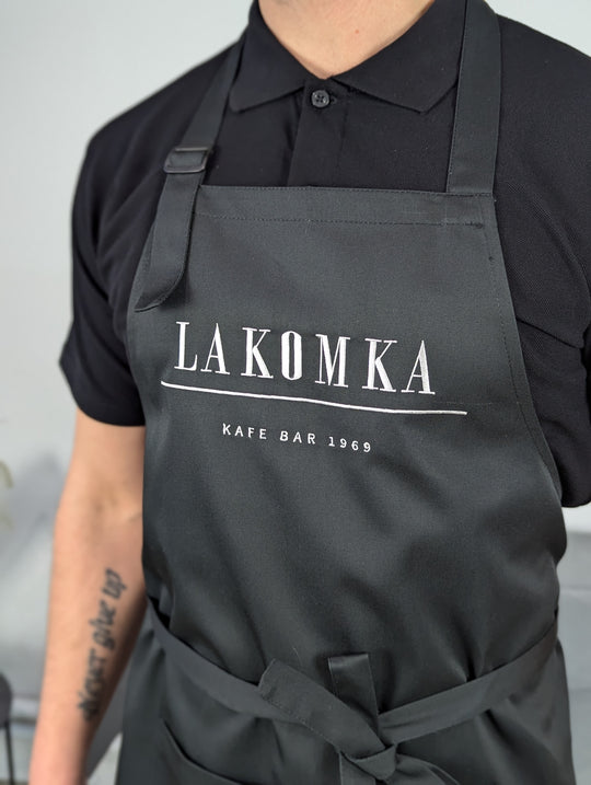 Apron Latte with branding 10" | Embroidery Black