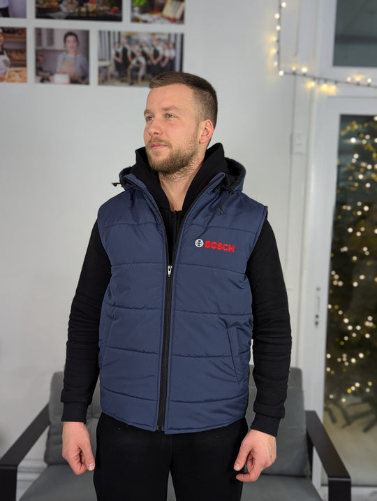 Rimo Puffer Vest with Logo – Navy Blue