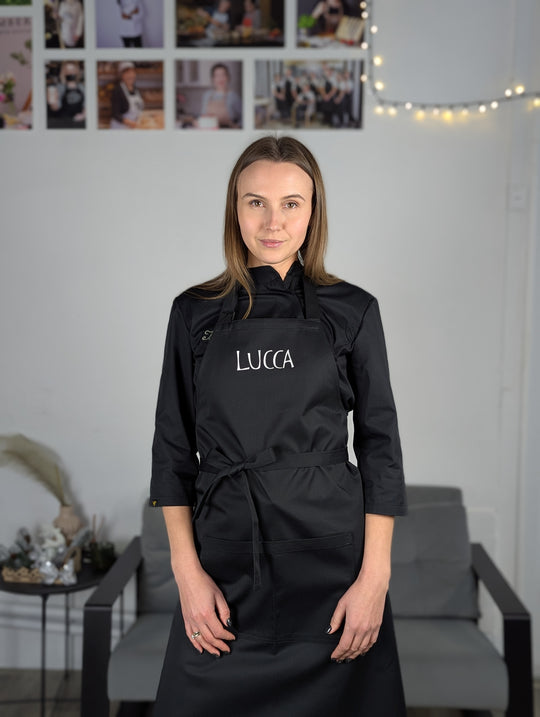 Apron Latte with branding 10" | Embroidery Black