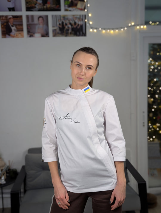 Hobart Chef Coat 160 with Logo – Black/White