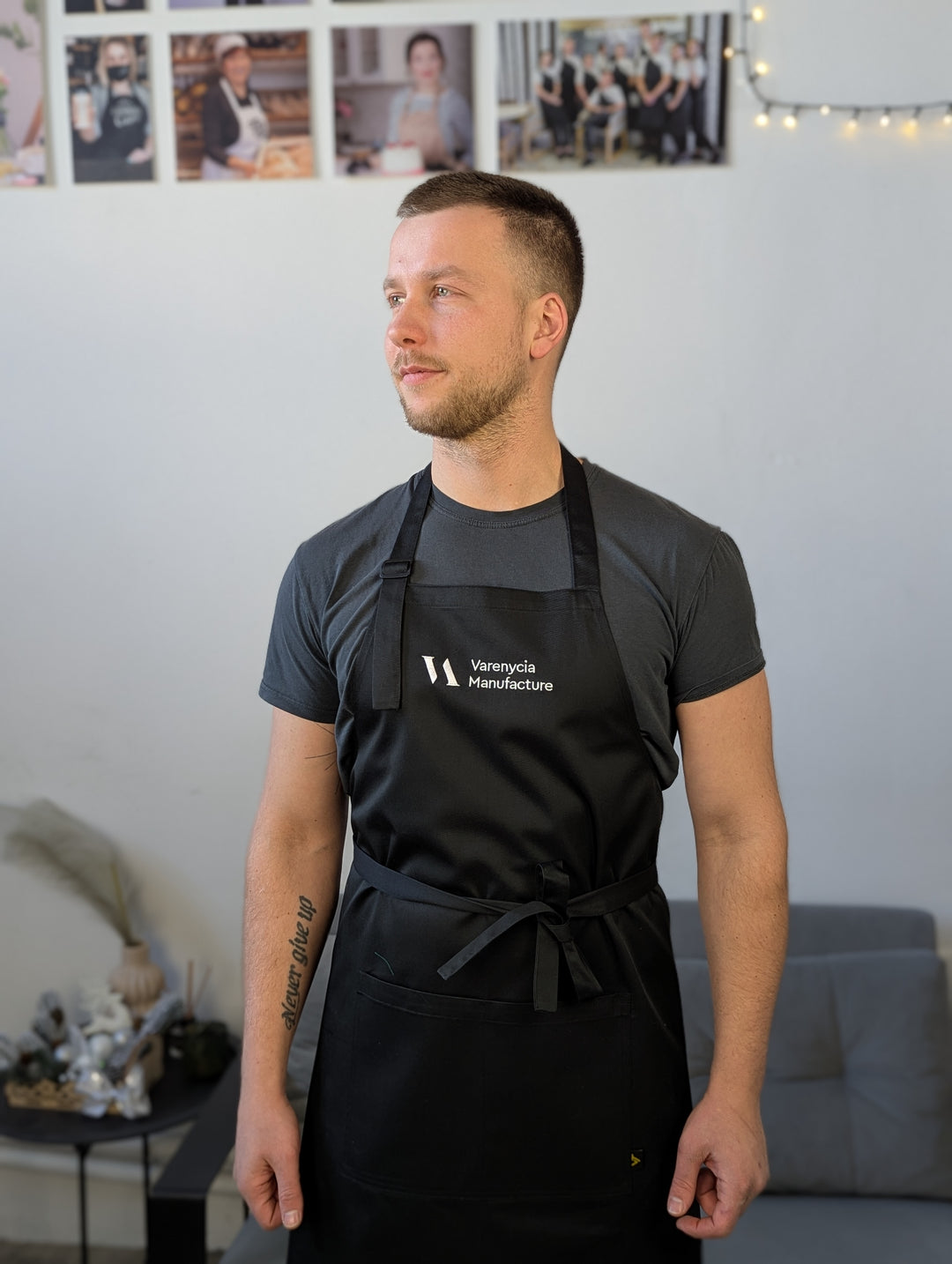 Apron Latte with branding 10" | Embroidery Black