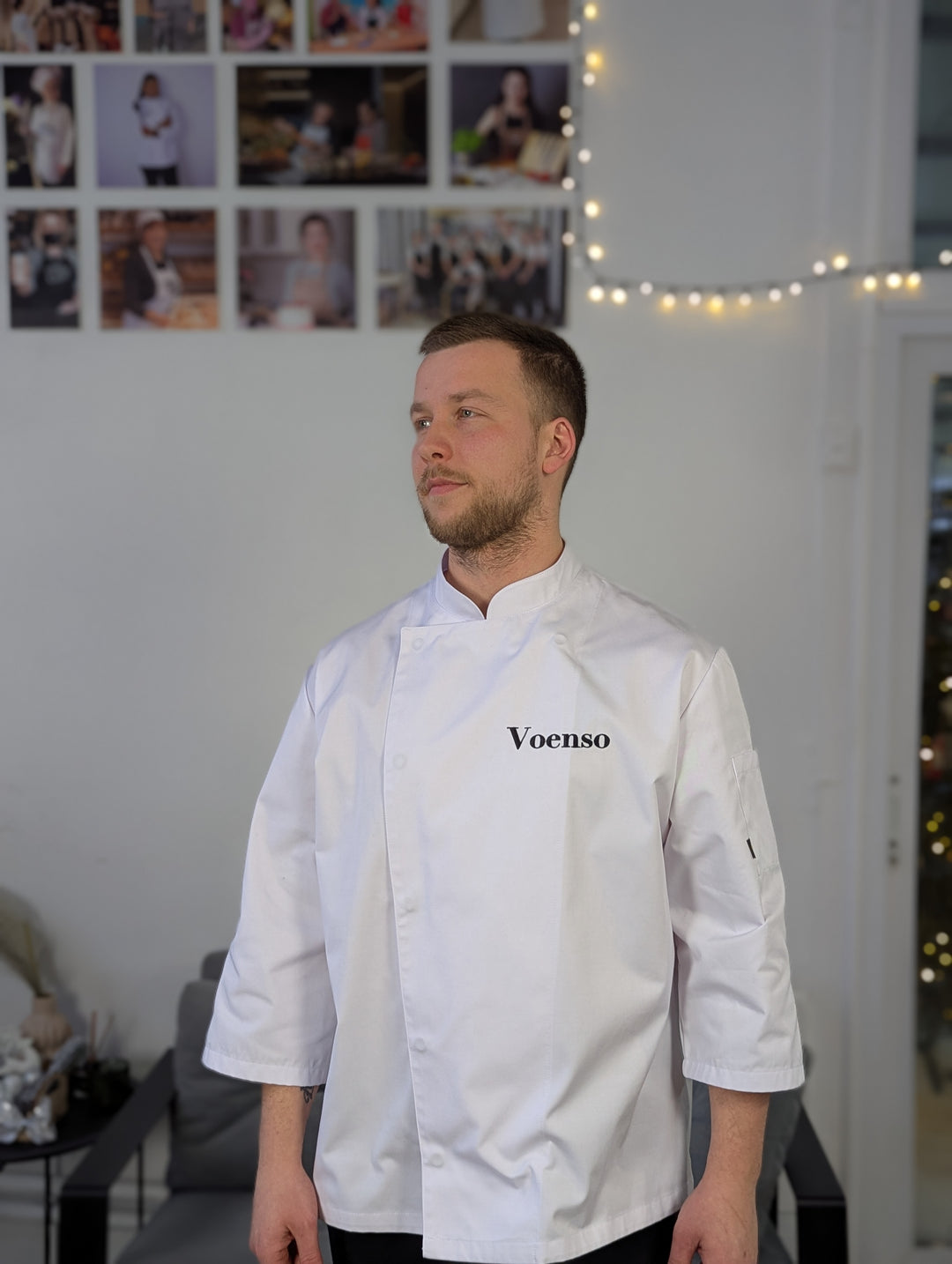 Rio Chef Coat 235 with Logo – Black/White