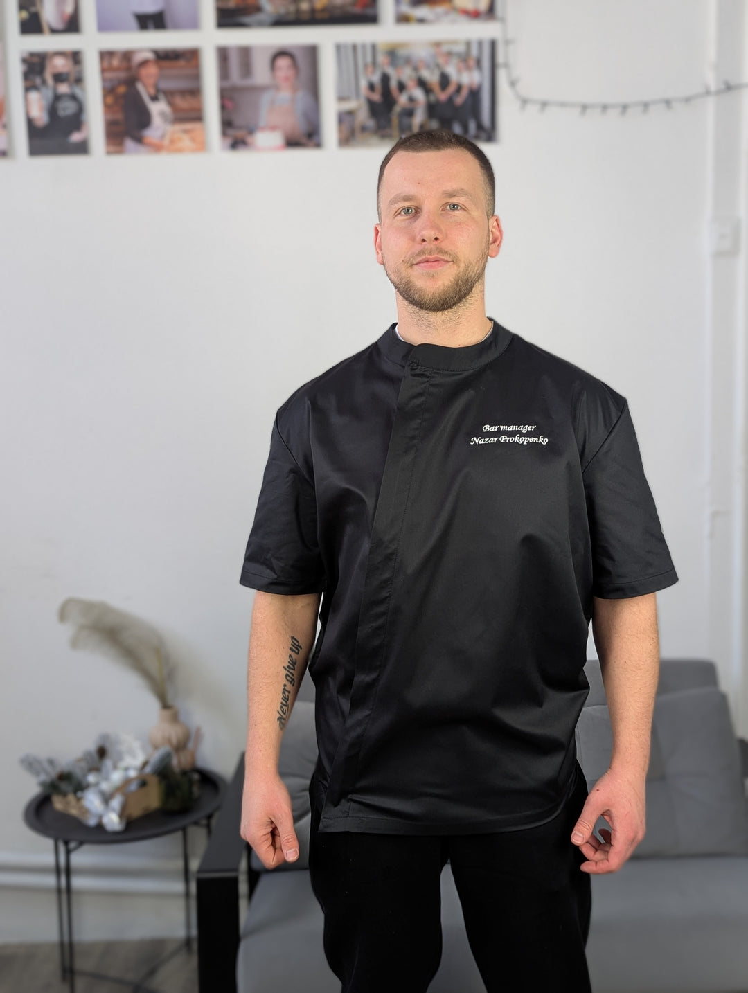 Hobart Chef Coat 160 with Logo – Black/White