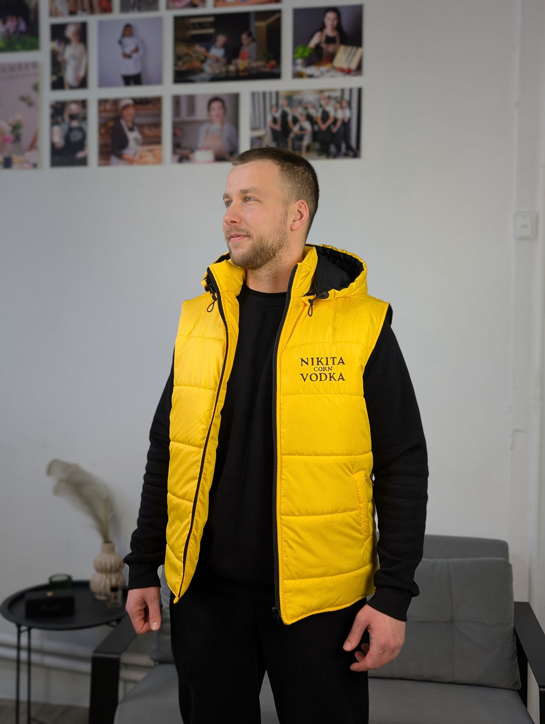 Rimo Puffer Vest with Logo – Yellow