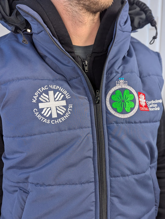 Rimo Puffer Vest with Logo – Navy Blue