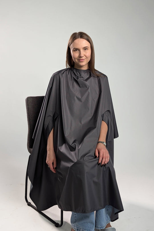 Hairdresser’s Cape with Hand Holes – Grey