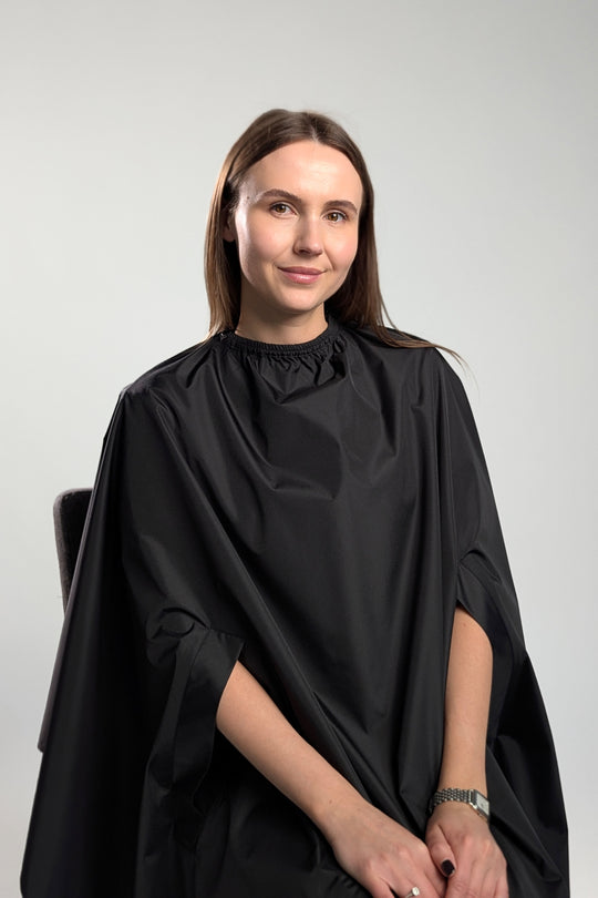 Hairdresser’s Cape with Hand Holes – Black