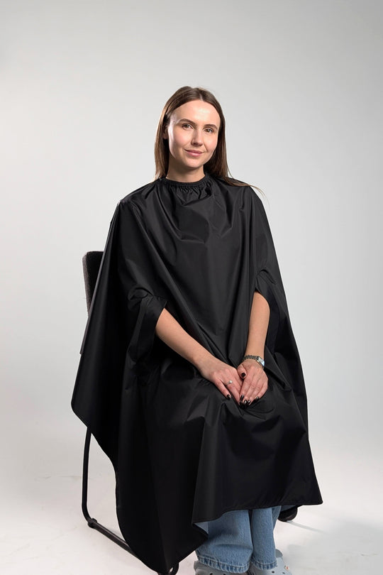 Hairdresser’s Cape with Hand Holes – Black