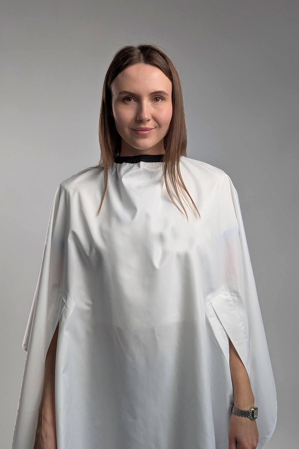 Hairdresser’s Cape with Hand Holes – White