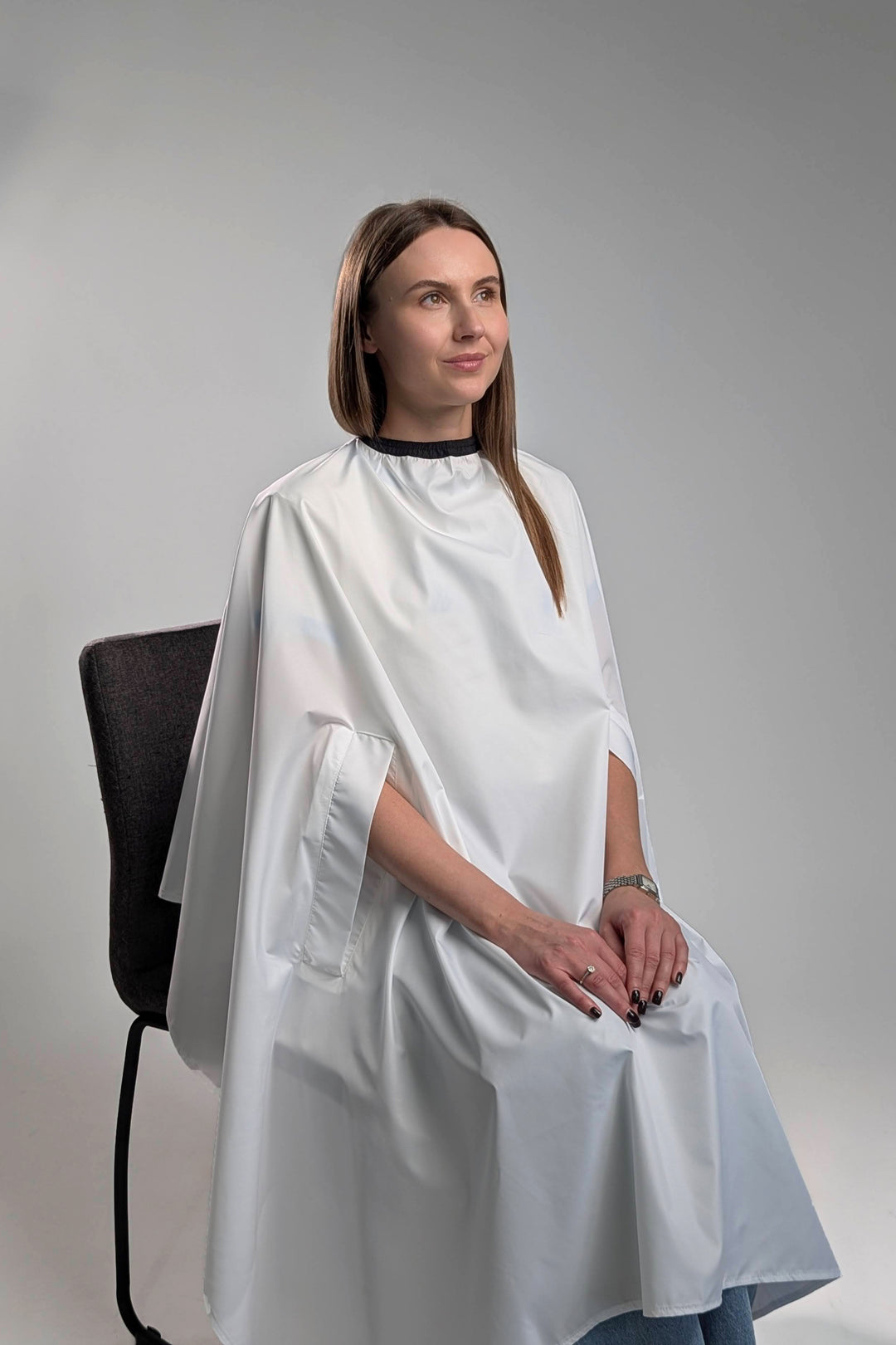 Hairdresser’s Cape with Hand Holes – White