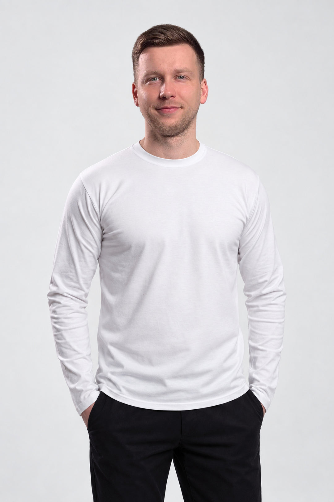 Men’s Slim-Fit Long-Sleeve T-Shirt – White