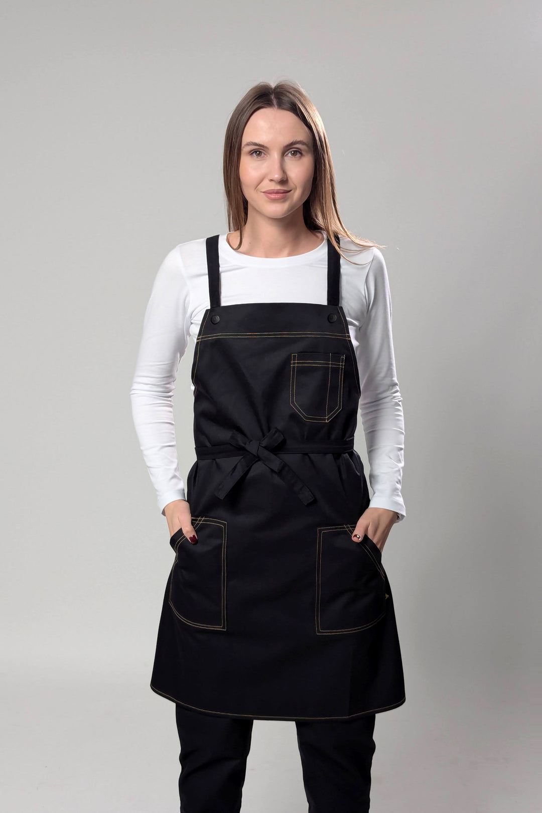 Cross-Back Bib Apron Muffin – Black
