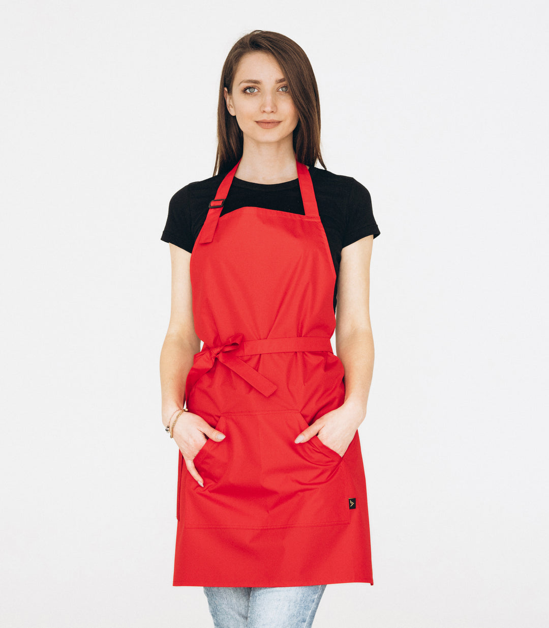 Short Water-Repellent Bib Apron Solar – Red