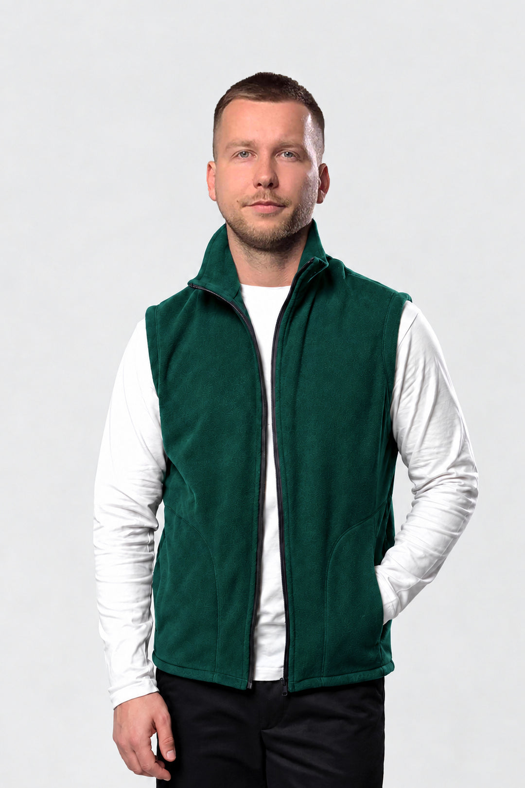 Men’s Full-Zip Fleece Vest – Green