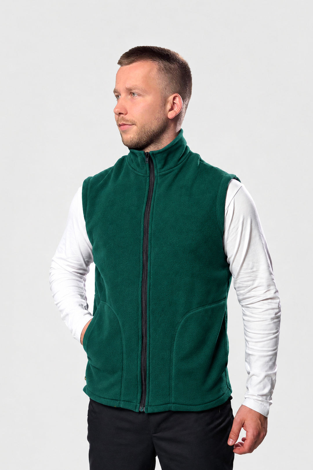 Men’s Full-Zip Fleece Vest – Green