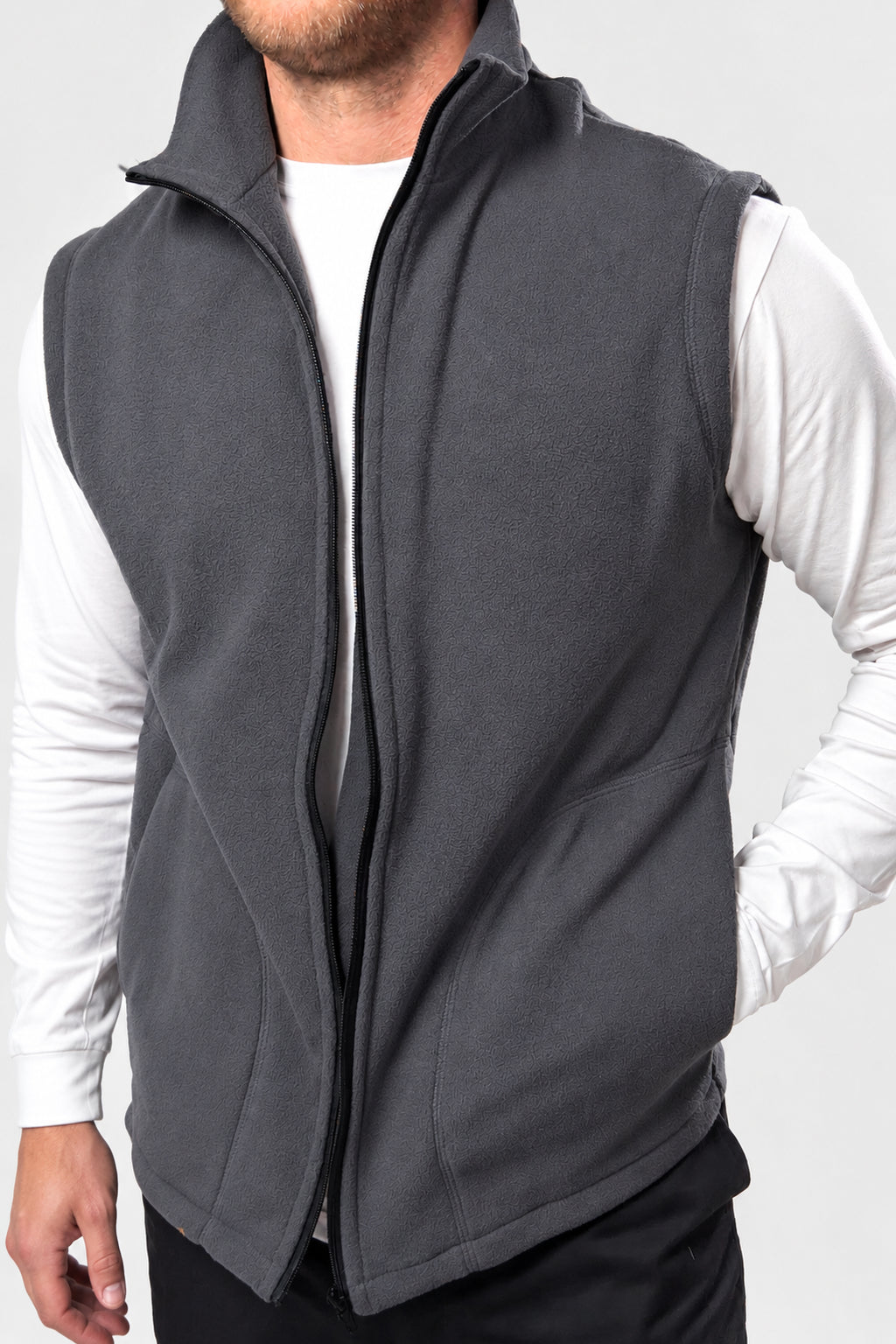 Men’s Full-Zip Fleece Vest – Gray