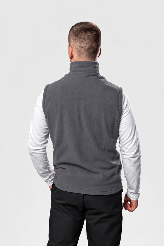 Men’s Full-Zip Fleece Vest – Gray