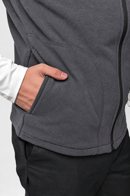Men’s Full-Zip Fleece Vest – Gray