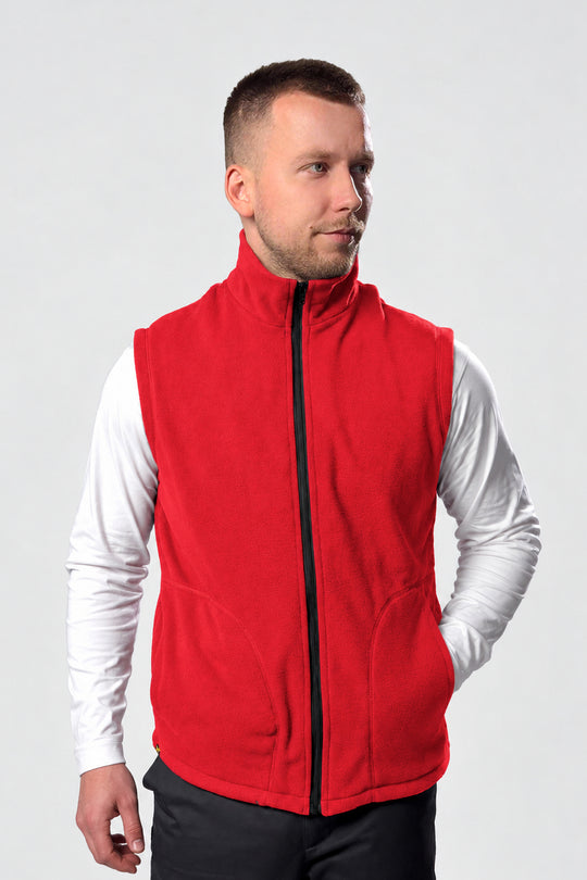 Men’s Full-Zip Fleece Vest – Red