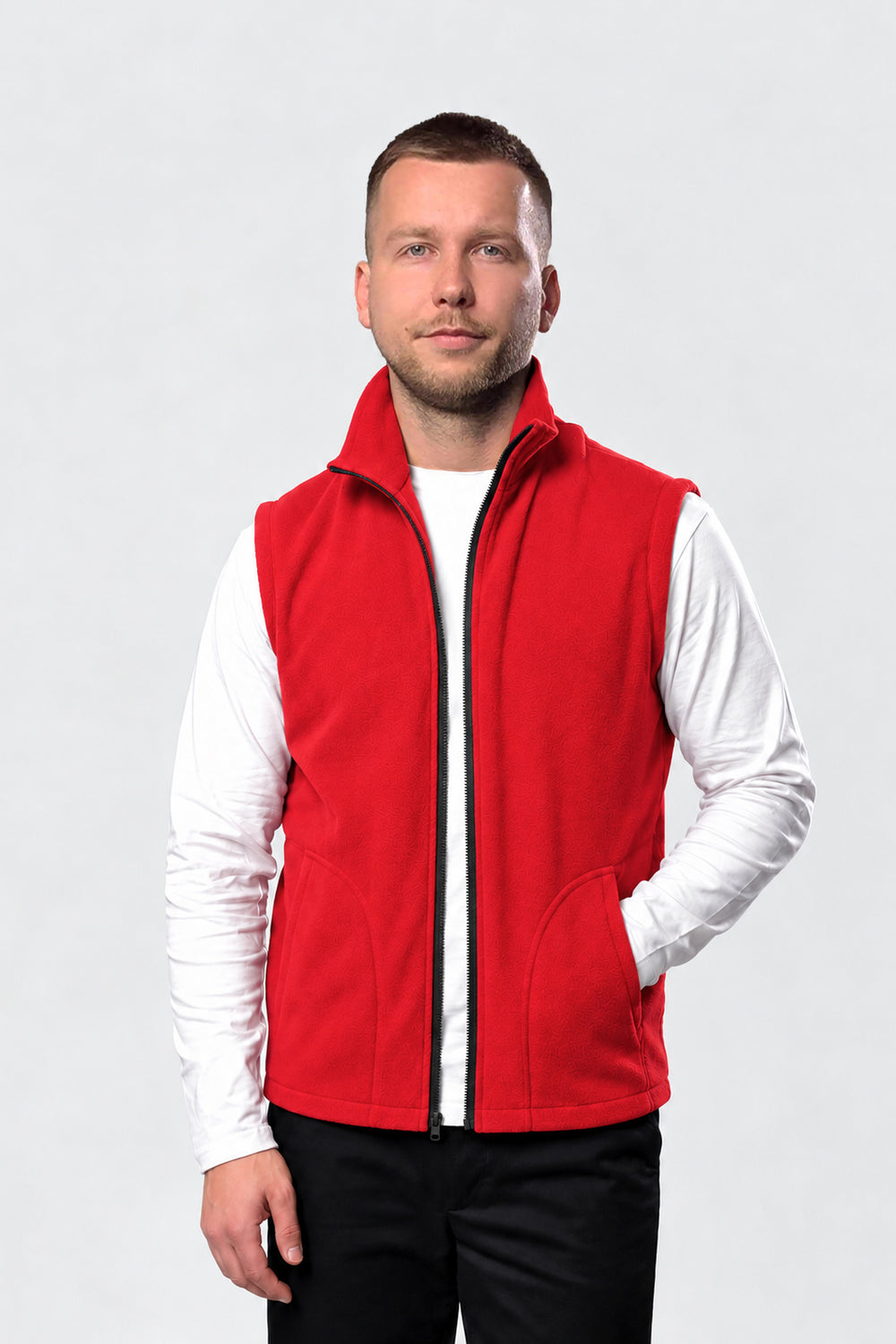 Men’s Full-Zip Fleece Vest – Red