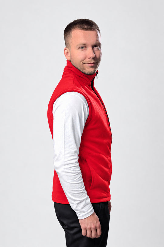 Men’s Full-Zip Fleece Vest – Red