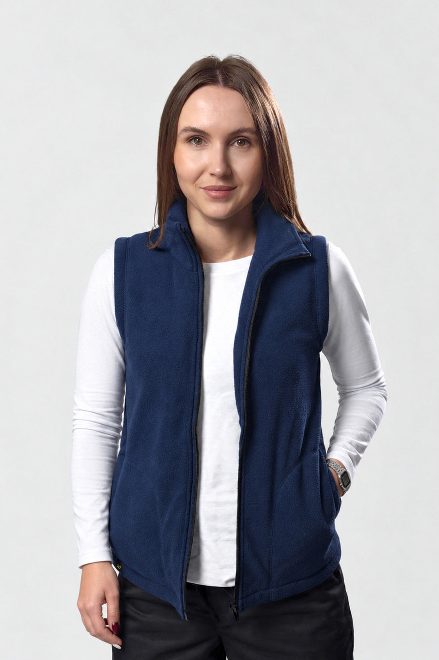 Women’s Full-Zip Fleece Vest – Navy