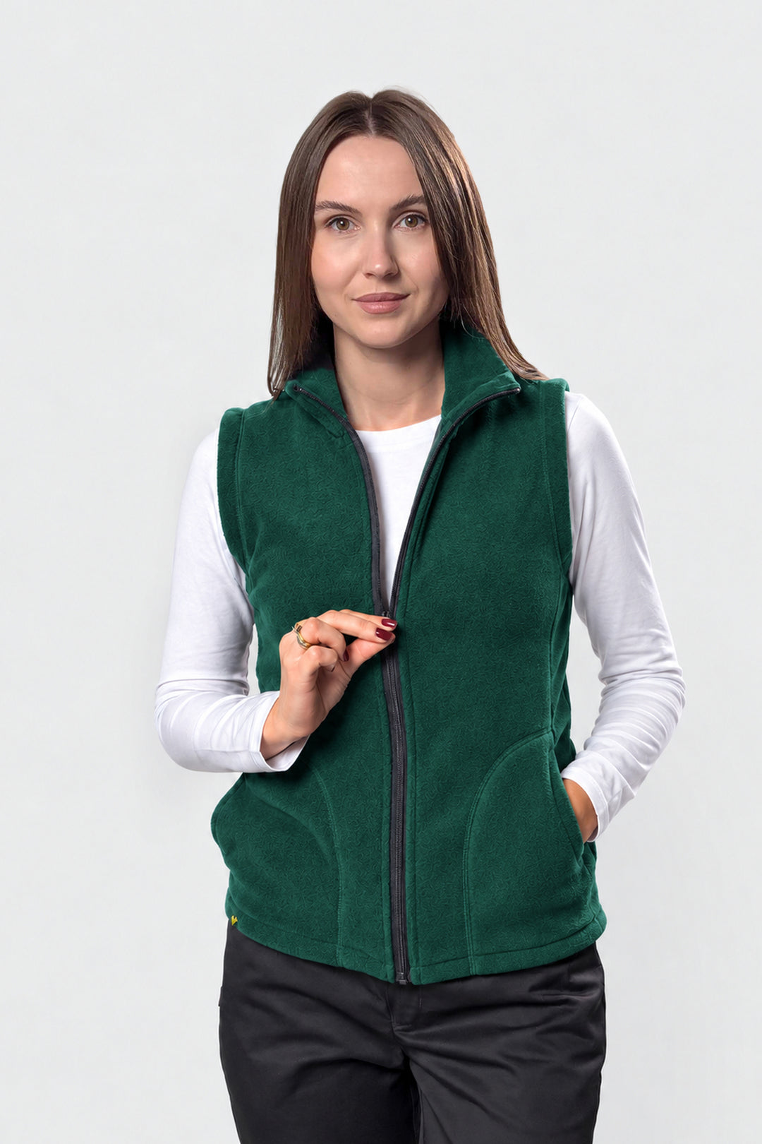 Women’s Full-Zip Fleece Vest – Green