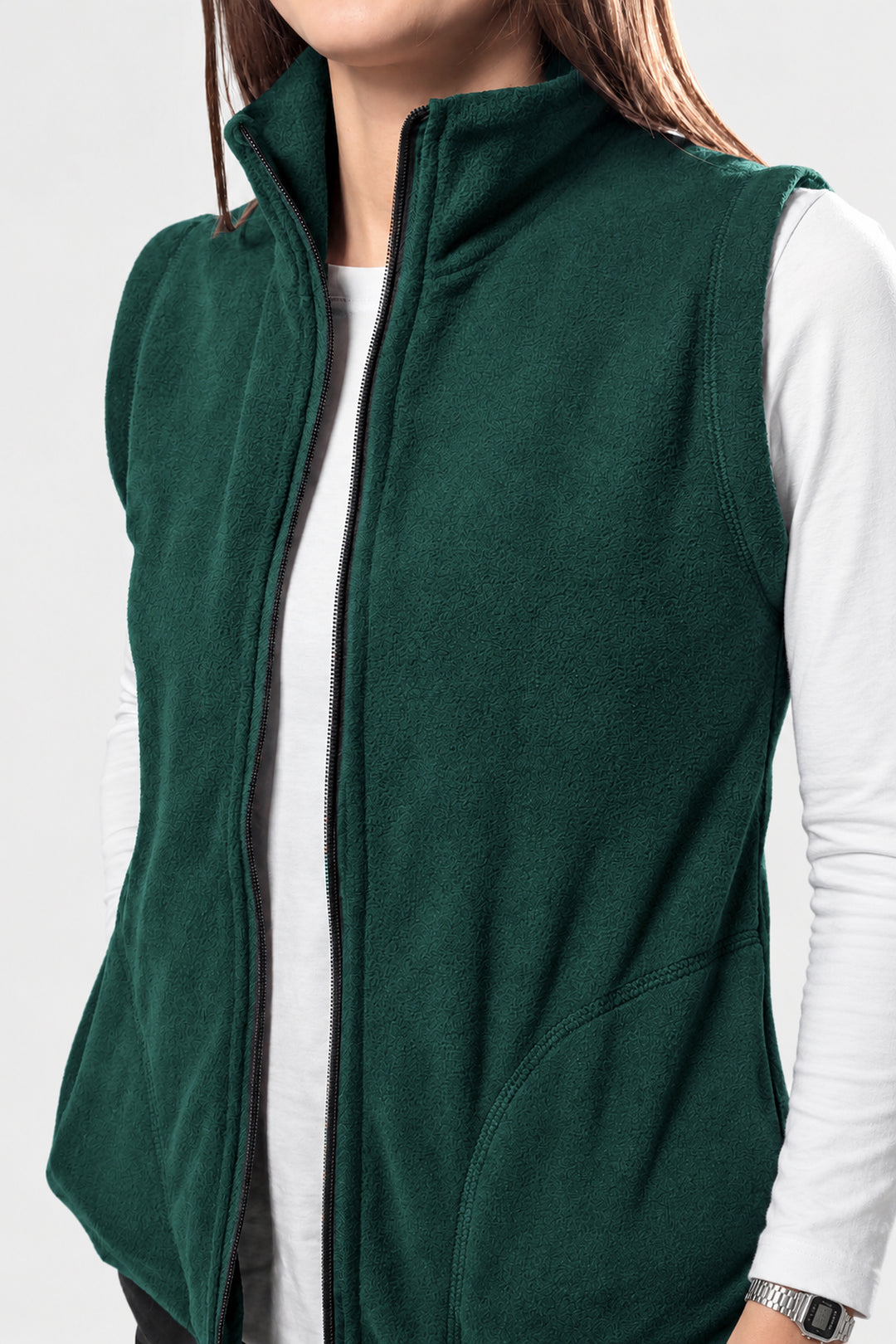 Women’s Full-Zip Fleece Vest – Green