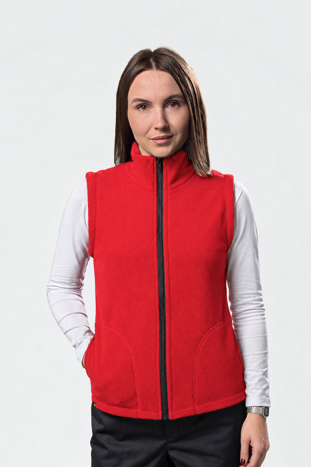 Women’s Full-Zip Fleece Vest – Red