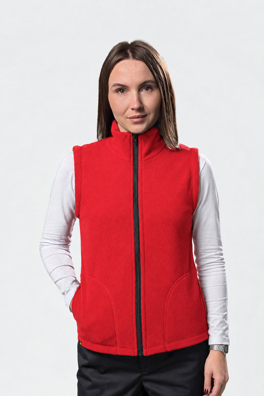 Women’s Full-Zip Fleece Vest – Red