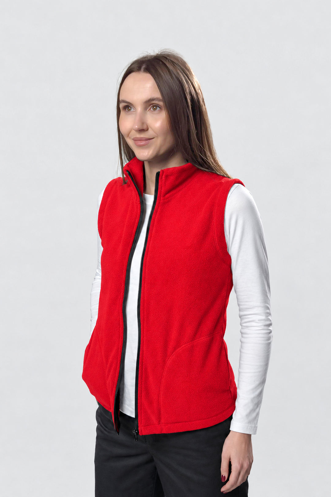 Women’s Full-Zip Fleece Vest – Red