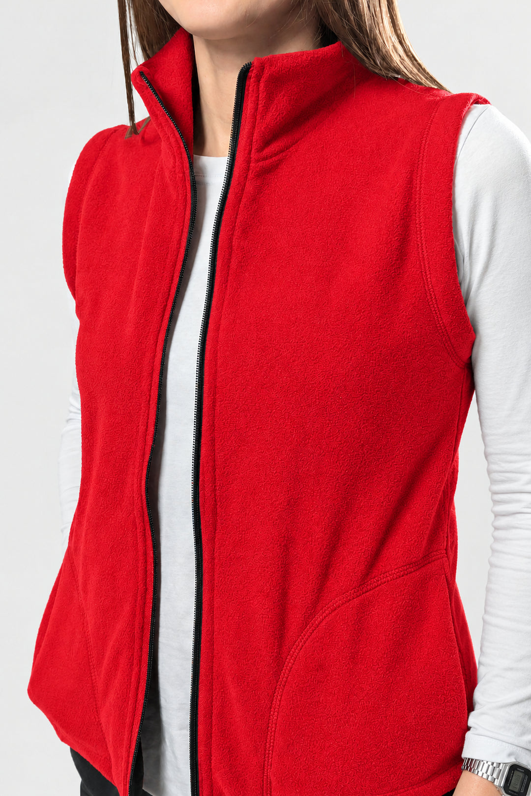 Women’s Full-Zip Fleece Vest – Red