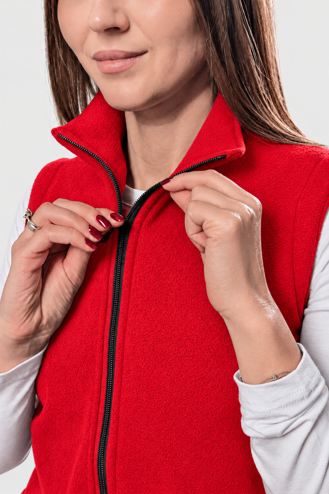 Women’s Full-Zip Fleece Vest – Red