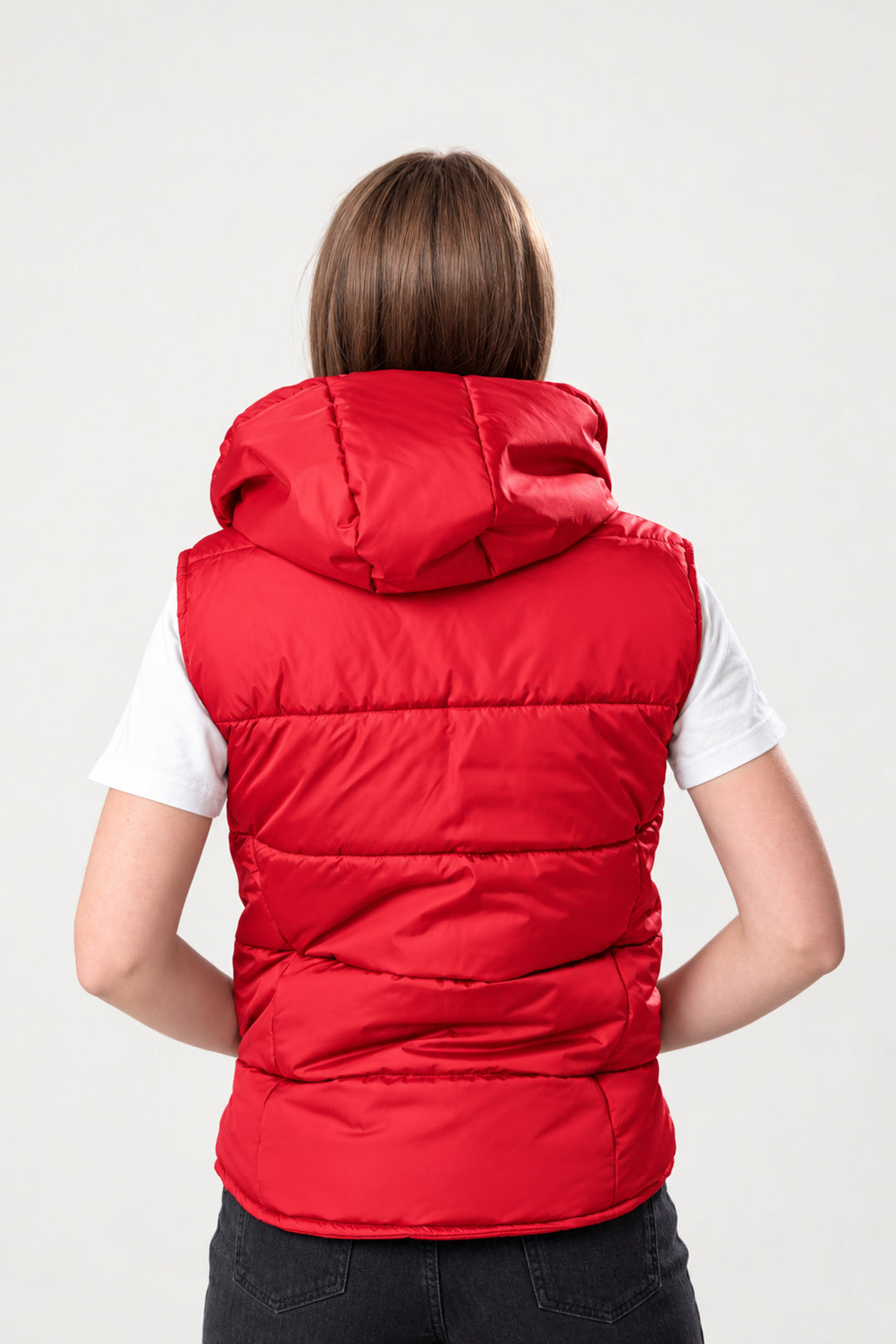Women’s Hooded Puffer Vest – Red