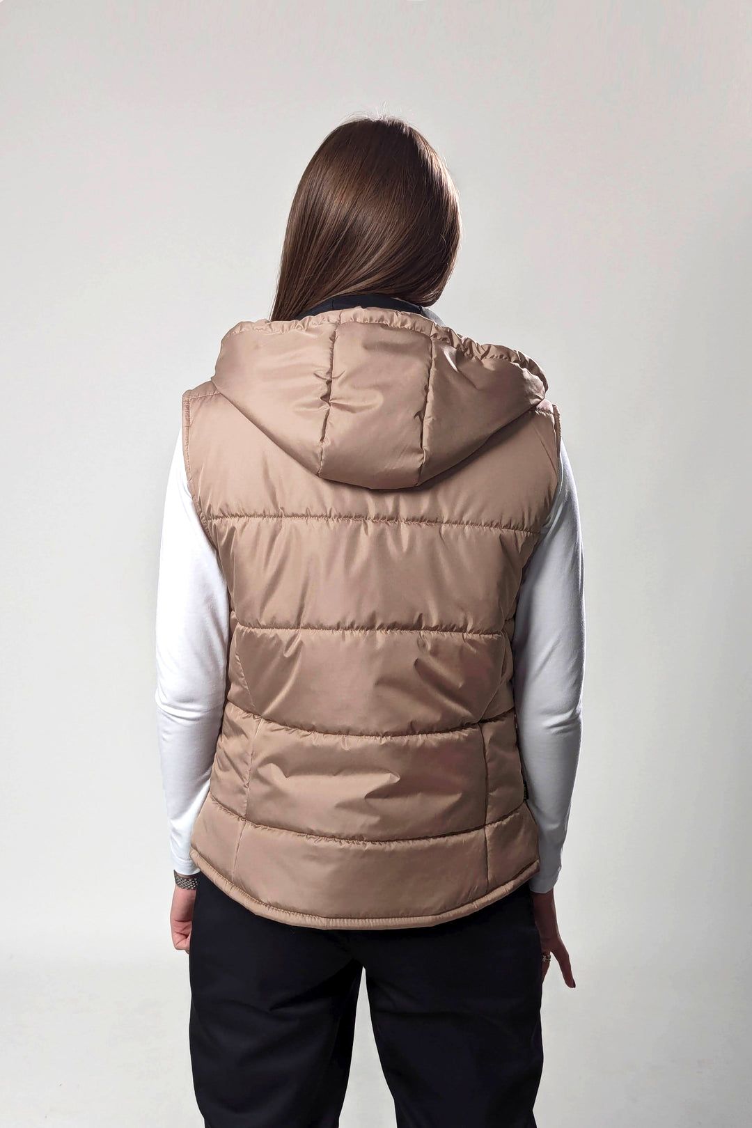 Puffer Hooded Women’s Vest – Beige
