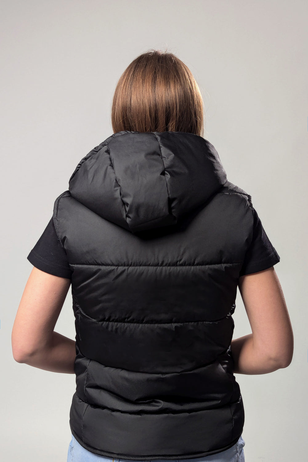 Puffer Hooded Women’s Vest – Black