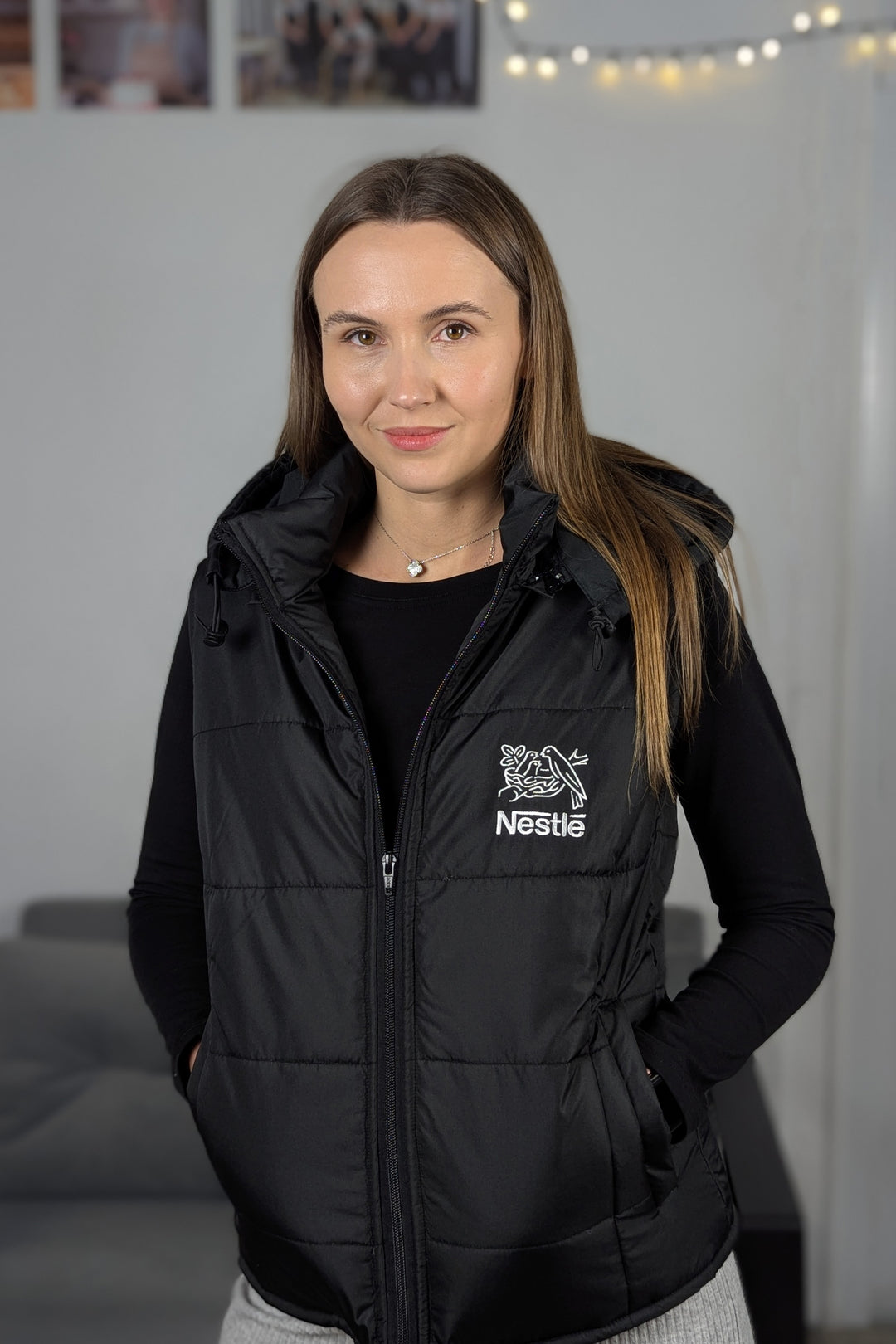 Puffer Hooded Women’s Vest – Black