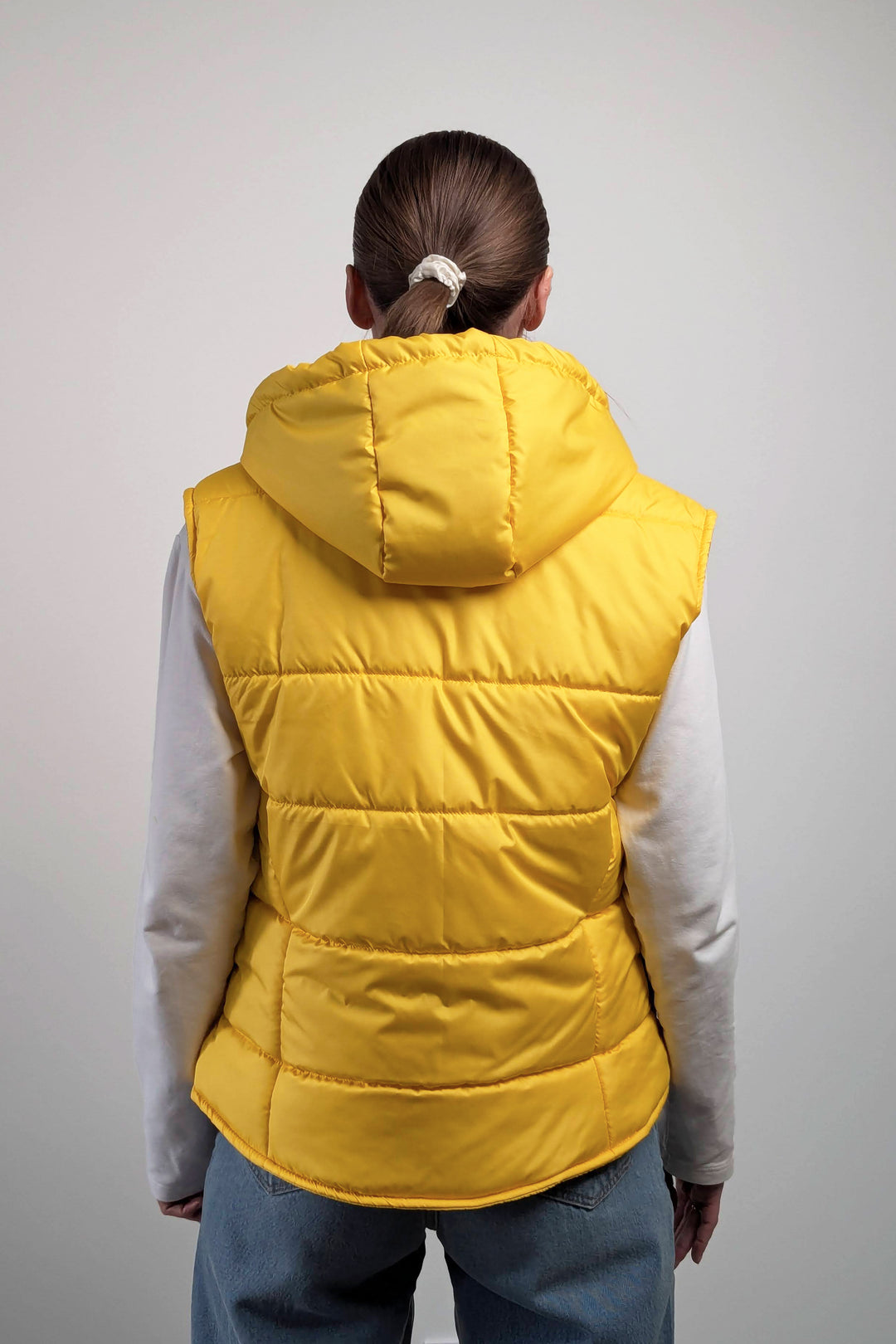 Puffer Hooded Women’s Vest – Yellow