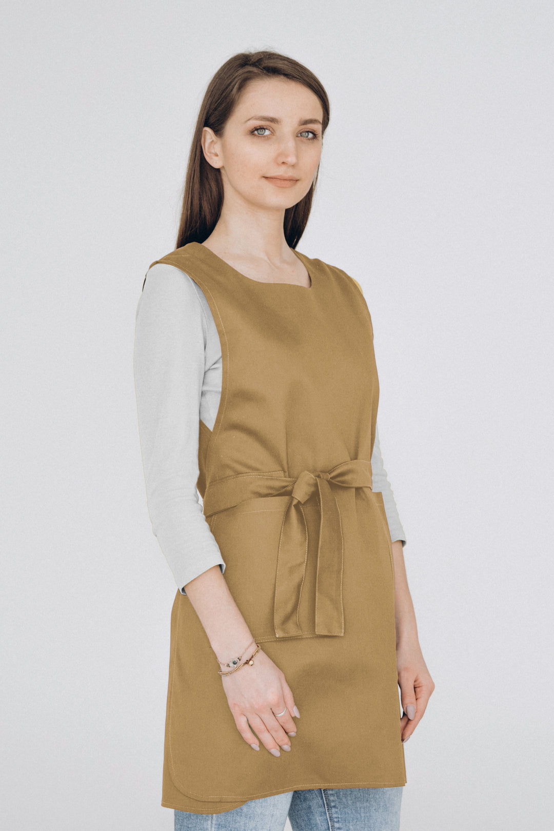 Saffron Double-Sided Tunic Apron – Beige