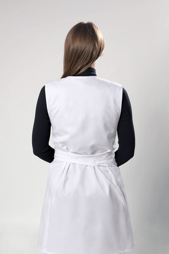 Saffron Double-Sided Tunic Apron – White