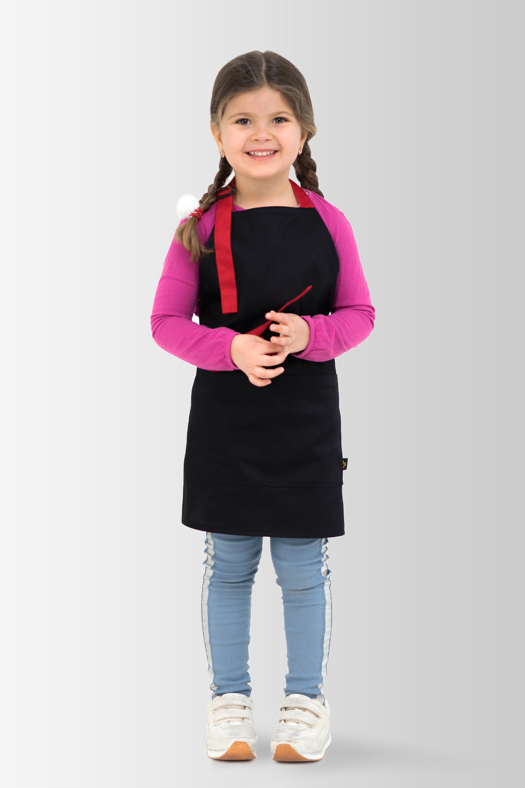 Latte Children’s Apron 5-7 Years – Black with Red