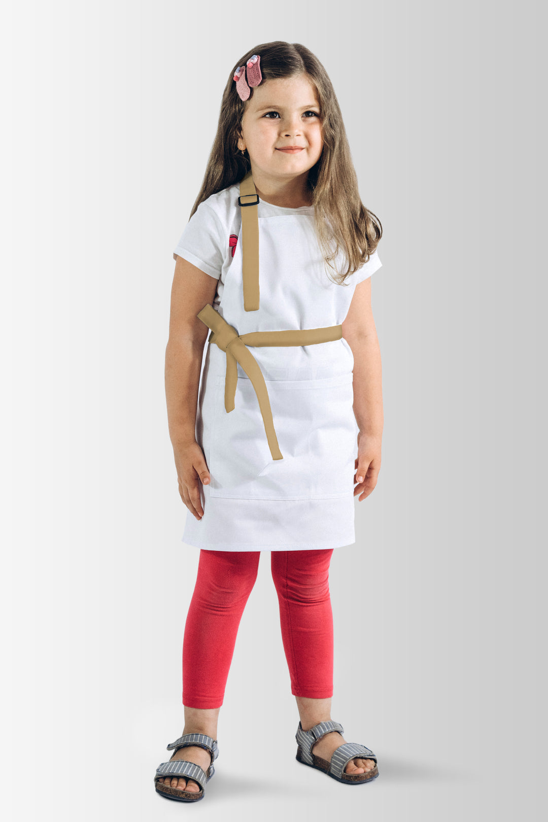 Latte Children’s Apron 5-7 Years – White with Beige